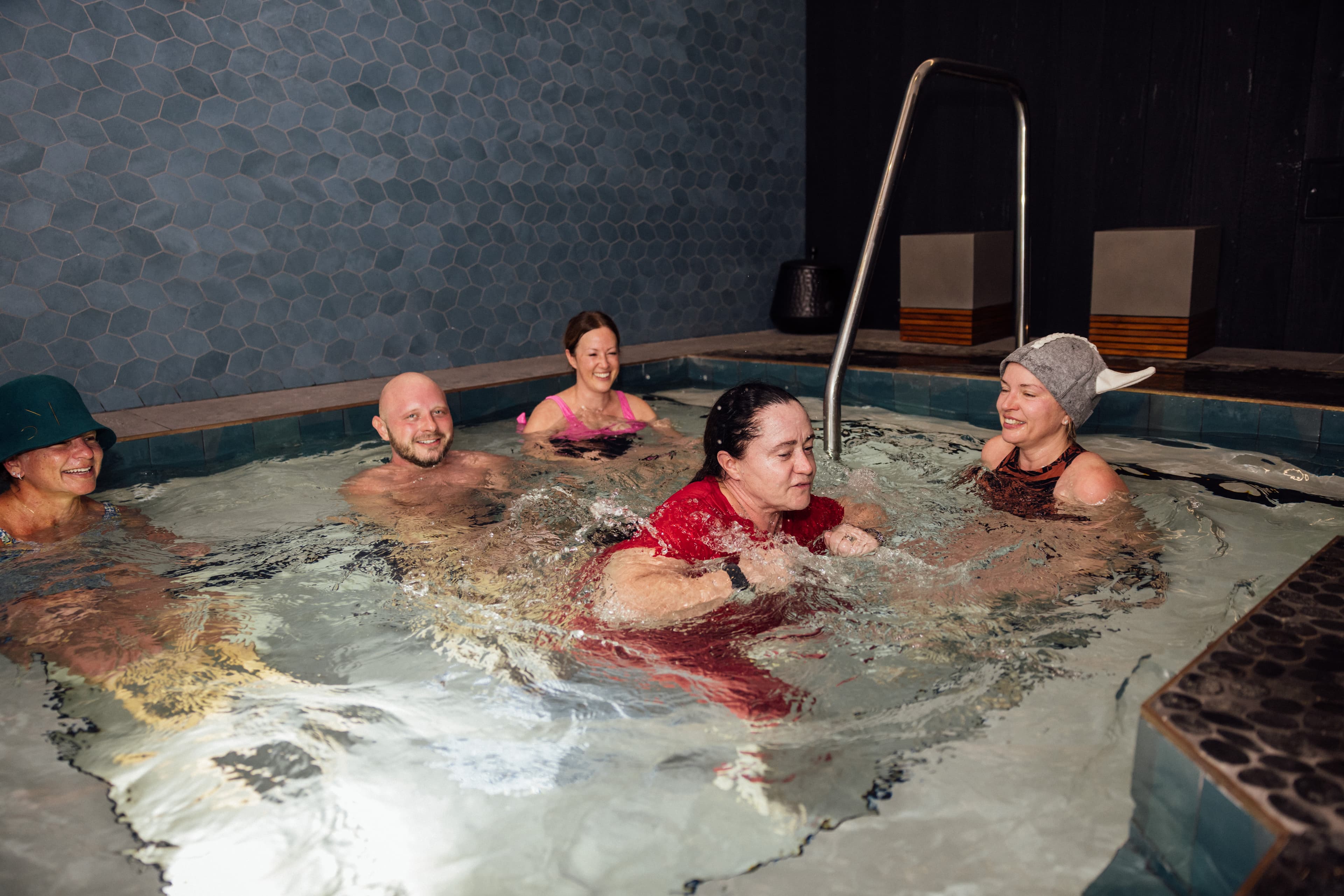 Group enjoying a plunge session at Revivery social wellness studio